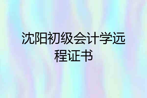 沈阳初级会计学远程证书