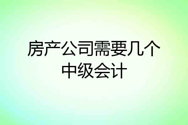 房产公司需要几个中级会计