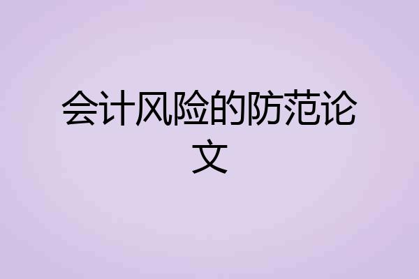 会计风险的防范论文