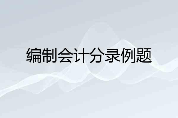 编制会计分录例题