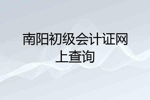 南阳初级会计证网上查询