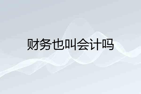 财务也叫会计吗