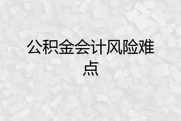 公积金会计风险难点