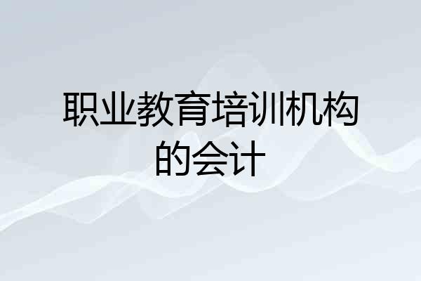 职业教育培训机构的会计