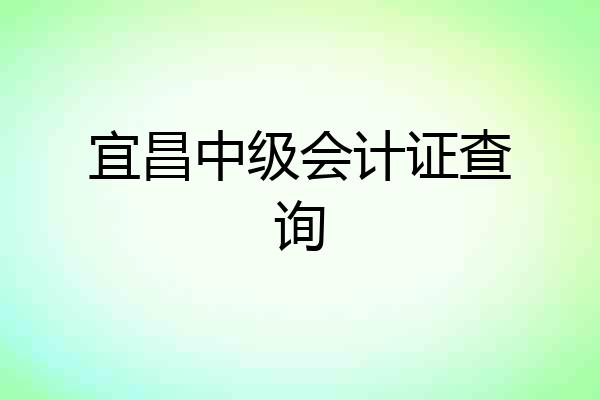 宜昌中级会计证查询