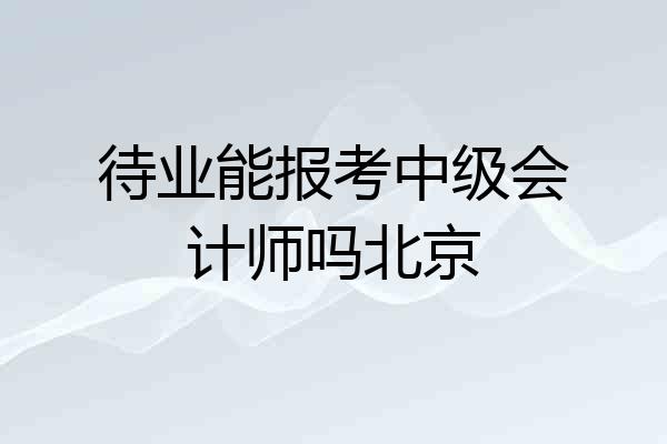 待业能报考中级会计师吗北京