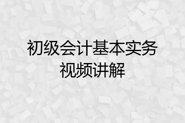 初级会计基本实务视频讲解