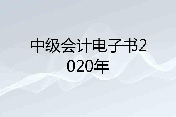 中级会计电子书2020年
