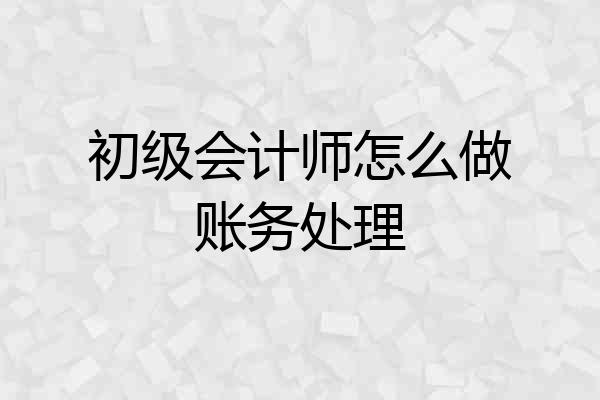 初级会计师怎么做账务处理