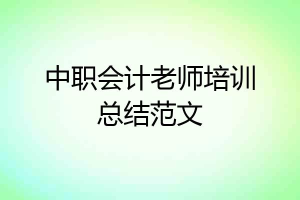 中职会计老师培训总结范文