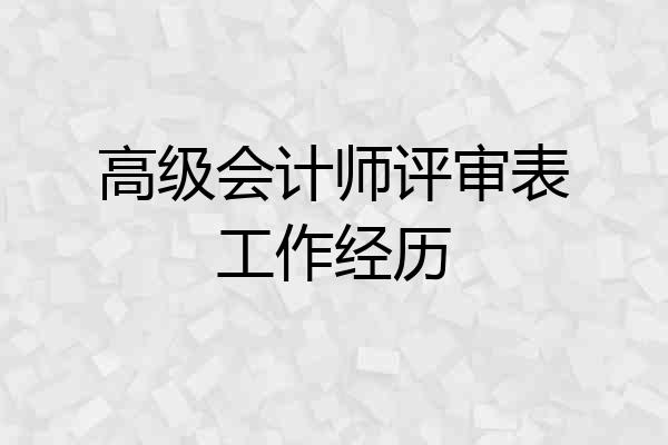 高级会计师评审表工作经历