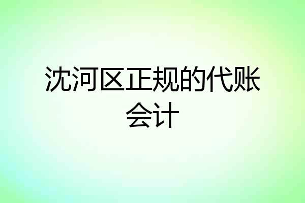 沈河区正规的代账会计