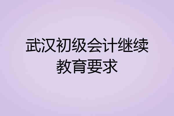 武汉初级会计继续教育要求