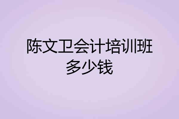 陈文卫会计培训班多少钱