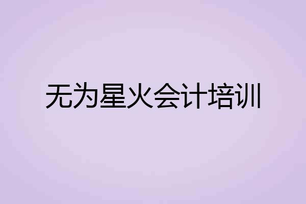 无为星火会计培训