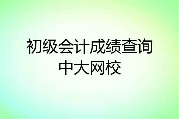 初级会计成绩查询中大网校