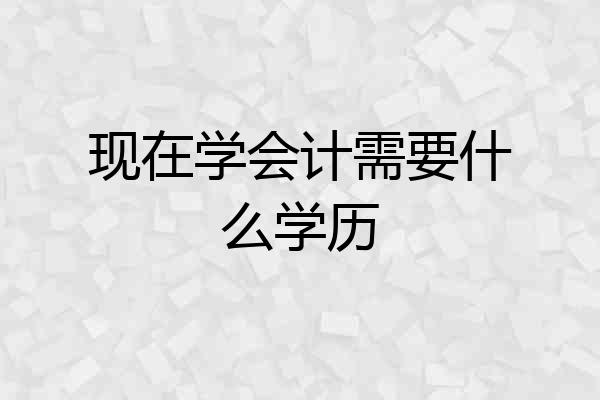 现在学会计需要什么学历