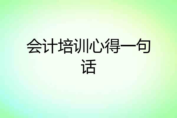 会计培训心得一句话