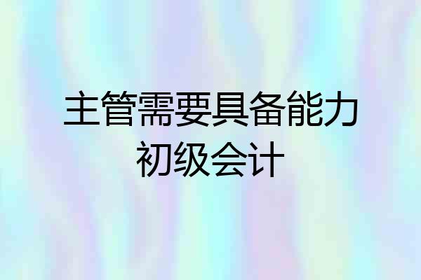 主管需要具备能力初级会计