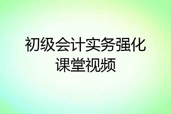 初级会计实务强化课堂视频