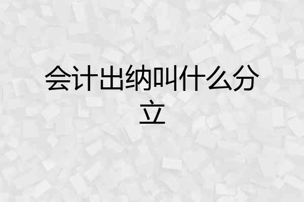 会计出纳叫什么分立