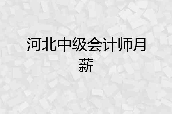 河北中级会计师月薪