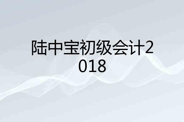 陆中宝初级会计2018