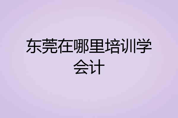东莞在哪里培训学会计
