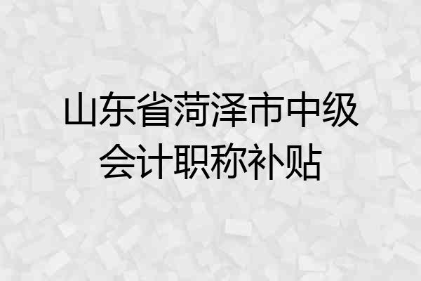 山东省菏泽市中级会计职称补贴