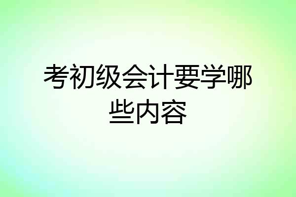 考初级会计要学哪些内容