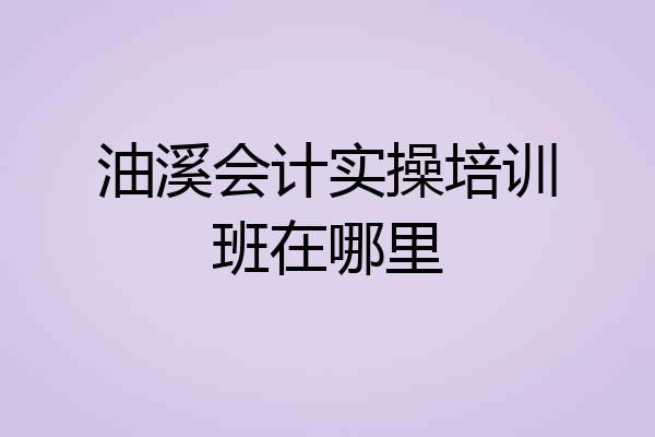 油溪会计实操培训班在哪里