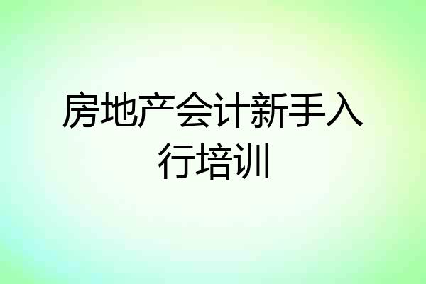 房地产会计新手入行培训