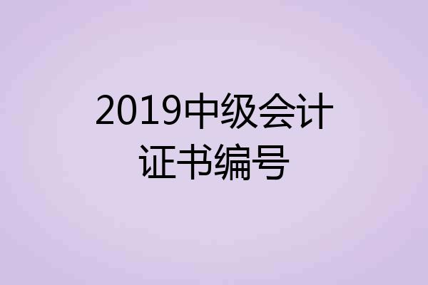 2019中级会计证书编号