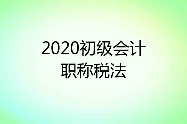 2020初级会计职称税法