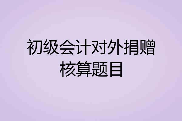 初级会计对外捐赠核算题目