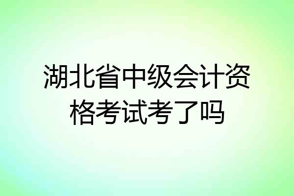 湖北省中级会计资格考试考了吗