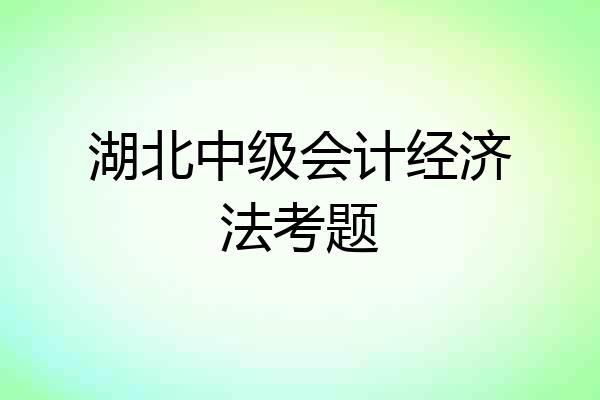 湖北中级会计经济法考题