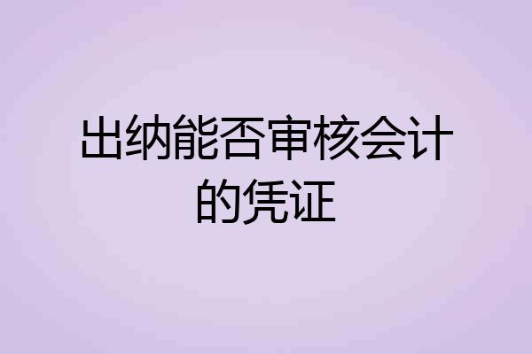出纳能否审核会计的凭证
