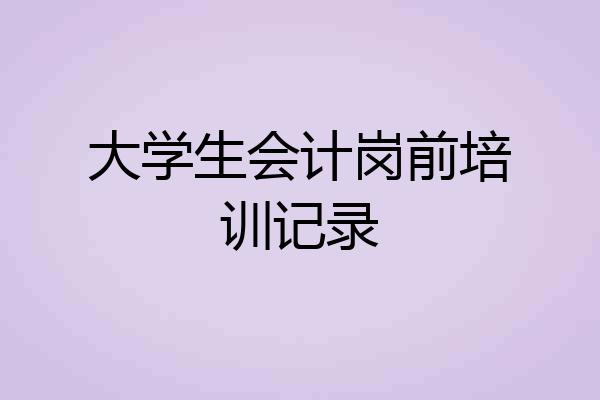 大学生会计岗前培训记录