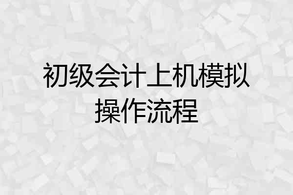 初级会计上机模拟操作流程
