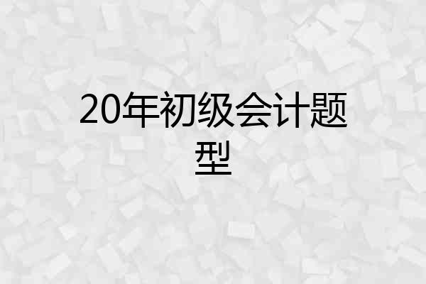 20年初级会计题型