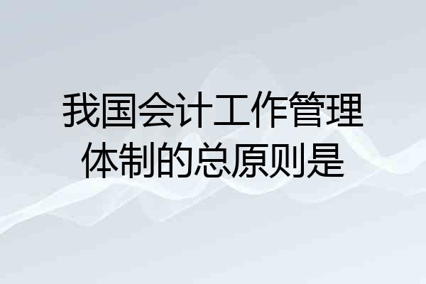 我国会计工作管理体制的总原则是