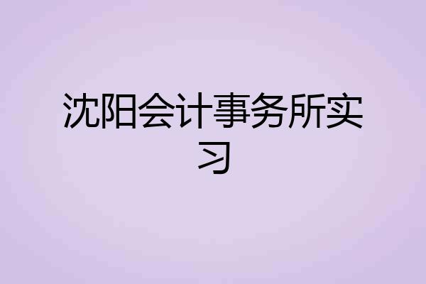 沈阳会计事务所实习
