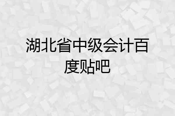 湖北省中级会计百度贴吧