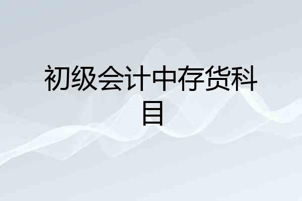 初级会计中存货科目