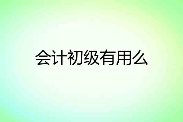 会计初级有用么