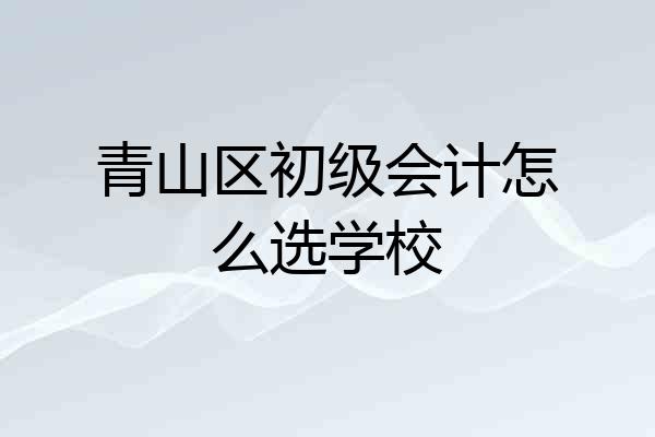青山区初级会计怎么选学校