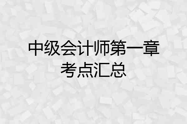 中级会计师第一章考点汇总