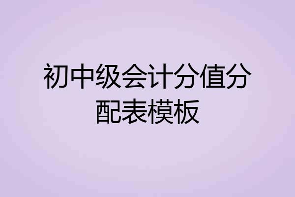 初中级会计分值分配表模板