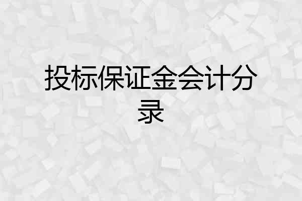 投标保证金会计分录